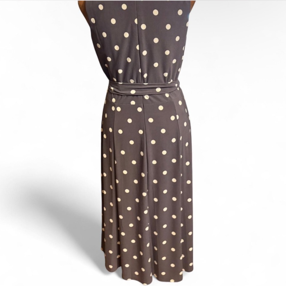 Anne Klein Gray and White Polka Dot Midi Dress - Picture 8 of 8